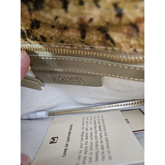 Michael Kors Python Snake Print Handbag Women's Purse Gold Chain - Picture 6 of 6